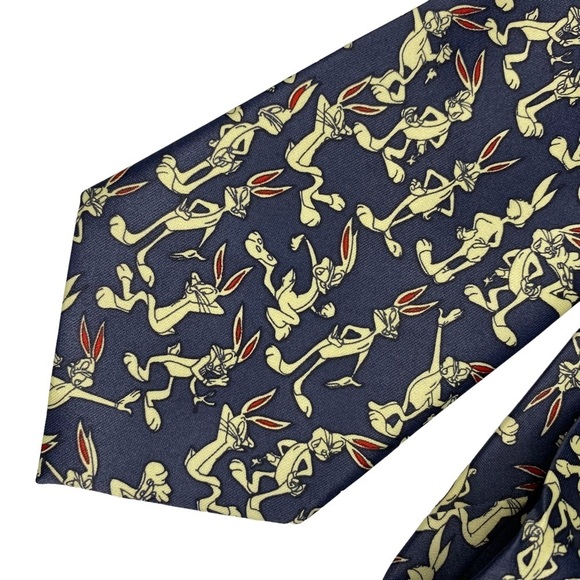Rene Chagal Handmade Silk Tie - Bugs Bunny - LOONEY TUNES NWOT - Picture 1 of 7